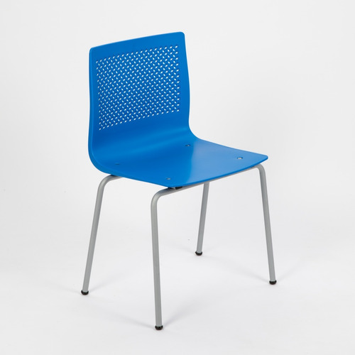 Silla De Cocina Diseño Ananá Plástica Apilable Reforzada Estructura De La Silla Patas Grises Asiento Asiento Plástico Azul Diseño De La Tela No Tiene Tela