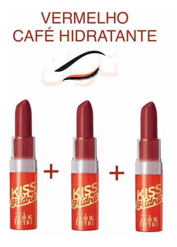 Kit Com 3: Batom Avon Color Trend Hidratante Vermelho Café