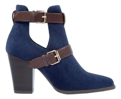 Bota Botin 49476 Texana Puntal Hebilla Tacón Cuadrado
