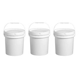 Kit 3 Baldes Com Tampa E Lacre 20 Litros Branco Alça Metal