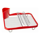Umbra Sinkin Dish Rack Red/nkl, Mediano, Rojo/níquel