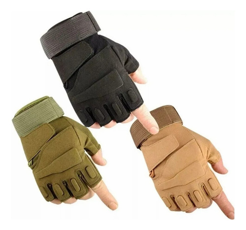 Guantes Tacticos Medio Dedo Estilo Militar Resistentes Beige