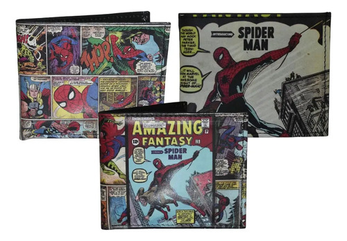 Cartera Billetera De Spiderman Cómic De Piel Genuina Casual