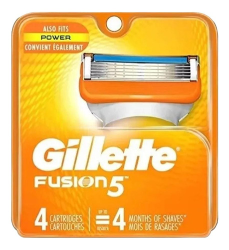 Gillette Fusion5 Power Cuatro Cartuchos Para Afeitar 5 Hojas