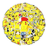 50 Stickers Adorno Pikachu Pokemon / Autoadhesivo Tazon Taza