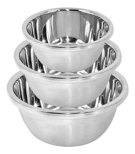 Set X3 Bowls Cocina Acero Inox Batidor Reforzado Reposteria