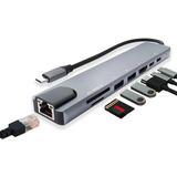 Adaptador Hub Tipo-c 8 Em 1 Com Saída Hdmi Usb 3.0