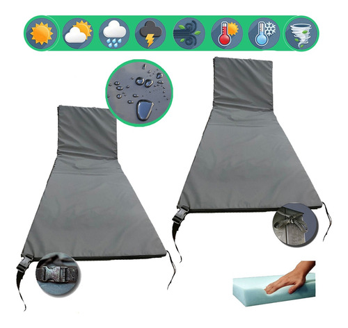 Colchoneta X2 Reposera Camastro Exterior 100% Impermeable Uv