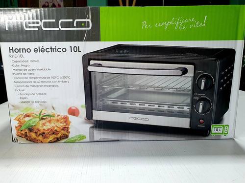 Horno De Mesa Eléctrico Recco Rhe-10l Negro 10 Litros