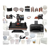 Kit Combo 9 En 1 Tlp 33x45 Maquina Plancha Impresora +40 Color Rojo/negro