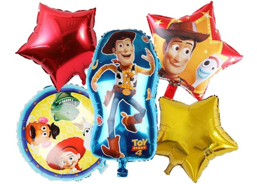 Pack 5 Globos Metalizados Woody Toy Story Aire O Helio