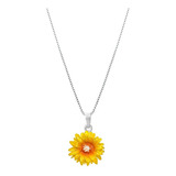 Collar De Plata Girasol Eden, Cadena Y Dije De Plata