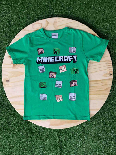 Camiseta Manga Curta Minecraft Verde Menino Brandilli