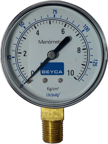 Manómetro 10kg 63 Mm Rosca 1/4 Inferior Gas Agua Aire Beyca