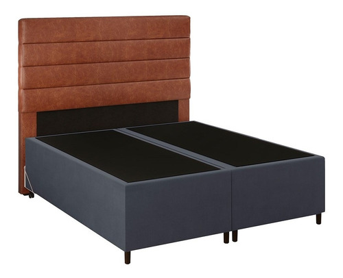 Cabeceira Base Cama Box Casal Queen 158 Hit Suede Cza/camel