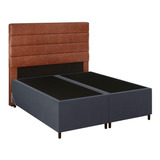 Cabeceira Base Cama Box Casal Queen 158 Hit Suede Cza/camel