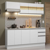 Armário Cozinha Compacta 100% Mdf 180 Cm Smart Madesa B01 Cor Branco