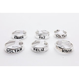 Anillos Frases X 6 Mayorista Acero Blanco Plata Ionizado. 