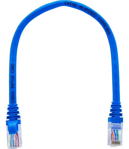 Kit 70 Cabos Patch Cord Cat5e Azul 25cm 