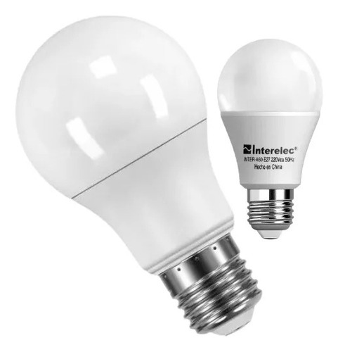 Pack X10 Lampara Led 9w Luz Fria 220v 15.000hs Interelec E27