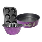 Set De Asaderas Teflon Antiadherente Reposteria Bowl Flanera