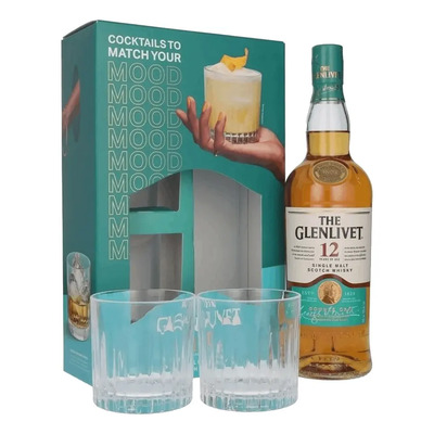 The Glenlivet 12 Anos Kit Single Malt Scotch 750ml 2 Copos | Parcelamento sem juros