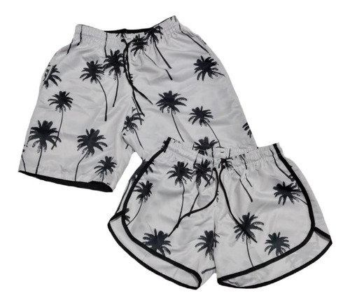  Shorts Casal Mozao Kit Mozao Bermuda Praia  Plus Conjunto 