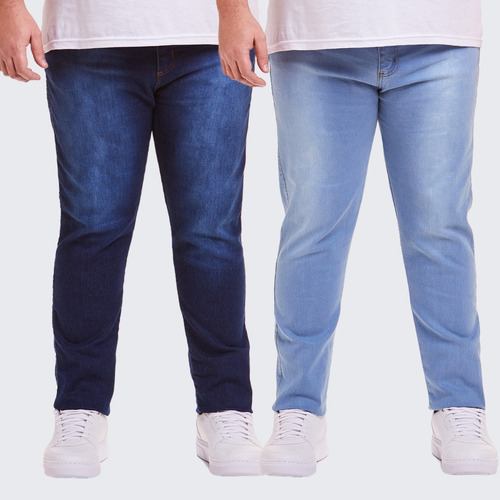 Kit Com 2 Calça Jeans Masculina Tamanho Grande Plus Size