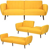 Sofa Cama Plegable Futon Color Amarillo Marca Giantex