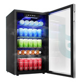 Refrigerador Y Nevera De Bebidas, Minibar Cap 120 Latas Color Acero Inoxidable Y Negro 115 Voltios