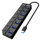 Hub Adaptador 7 Puertos Usb 3.0 Alta Velocidad 5gbps Pc Mac