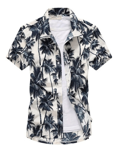 Camisa Casual Hawaiana Talla Grande Para Hombre Con Estampad