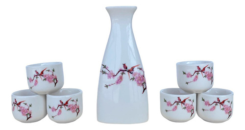 Juego De Sake Japones Jarra Y 6 Vasos De Ceramica 