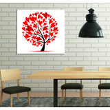 Vinilo Decorativo 60x60cm Arbol Corazones Minimalista Amor