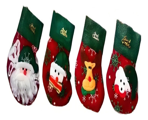 4 Botas Navideñas Fieltro Para Colgar, Decoración Navideña