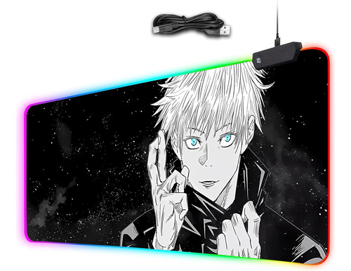 Anime Led Jujutsu Mouse Pad Xl 12 Luz Mousepad Caucho J...