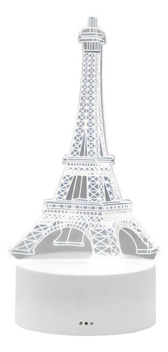 Lampara Nocturna 3d Torre Eiffel  Led 7 Colores Touch