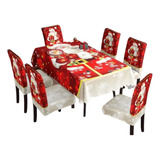 Mantel Navidad Decoración Comedor + 6 Fundas Sillas M2.