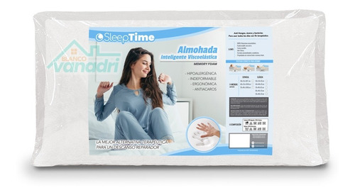 Almohada Inteligente Viscoelástica 70x40x13 Sleeptime