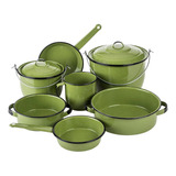 Bateria Cocina Cinsa Clasica Peltre Tradicional Verde Nueva