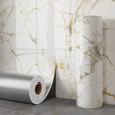 Paneles Pegatinas Decorativas Pvc Brillante 60cm X 5m Color Ocre Rayas | Envío gratis