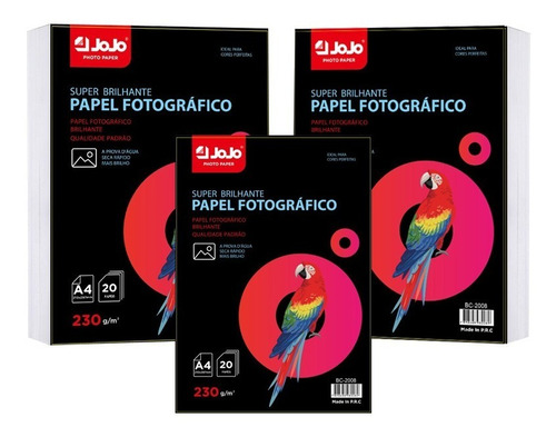 500 Folhas Papel Fotográfico 230g Glossy A4 A Prova Dagua