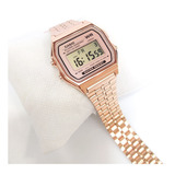 Reloj Retro Oro Rosa Para Mujer Digital