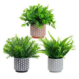 3 Plantas Artificiales Verde Bonsai Hogar Macetas Decorativa