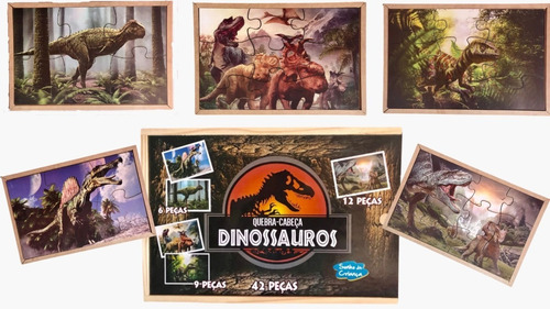 Brinquedo Quebra Cabeça 42 Peças Dinossauros Jurassic Park