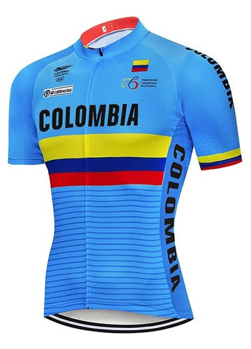 Jersey Ciclismo Ruta Mtb Colombia Azul Manga Corta