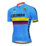 Jersey Ciclismo Ruta Mtb Colombia Azul Manga Corta