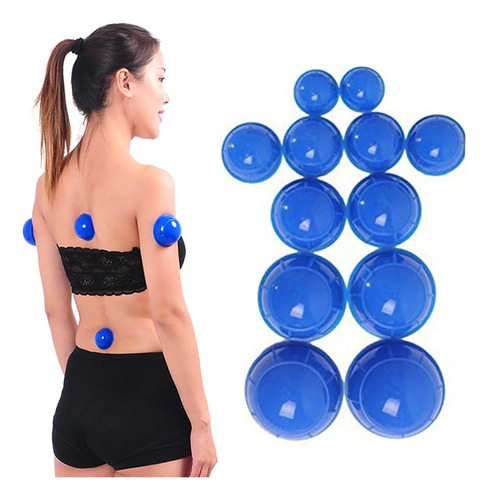 12 Copos Silicone Massagem A Vacuo Anti Celulite E Stress