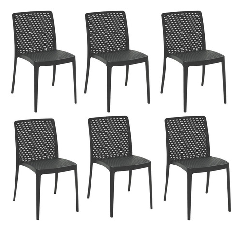 Conjunto 6 Cadeiras Isabelle Preta Tramontina 92150/009