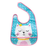 Babador Com Bolso Animal Fun Gatinha Azul Buba Baby Cor Azul Gatinha